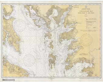 Chesapeake Bay Map 1944 Nautical Chart Print | Etsy
