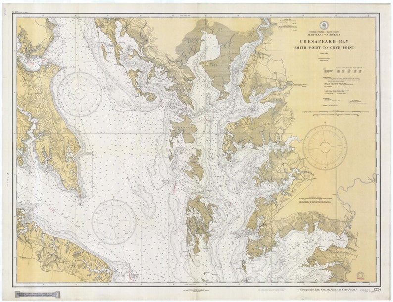 Chesapeake Bay Map 1934 Nautical Chart Print image 1