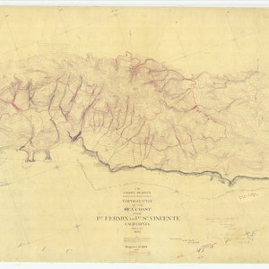 Point Fermin to Point St. Vincente Map 1870 - Nautical Chart Print