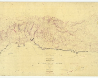Point Fermin to Point St. Vincente Map 1870 - Nautical Chart Print