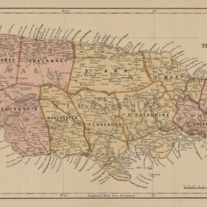 Jamaica Map - Historical Chart 1893 - Nautical Chart Print
