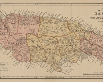 Jamaica Kaart - Historische Kaart 1893 - Nautische Kaart Afdrukken