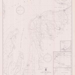 Mappa della baia di Grand Traverse alla baia di Little Traverse 1942 - Stampa di carta nautica