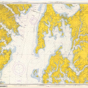 Chesapeake Bay - Eastern Bay & South River Map 1967 - Seekarte Druck
