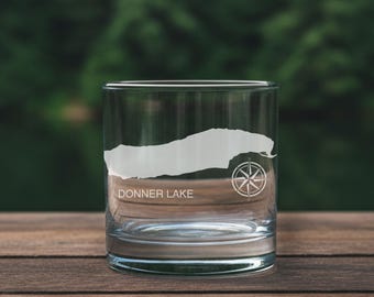 Carte de Donner Lake - Californie - Lunettes gravées au laser