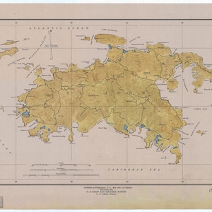 St. John Map USVI Historical Chart 1934 wholesale listing Nautical Chart Print image 2