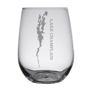 Lake Champlain Map Engraved Glasses