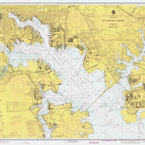 Baltimore Harbor Mappa 1977 - Stampa Carta Nautica
