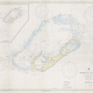 Carte des Bermudes de 1938 - Impression de carte marine