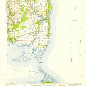 Carte topographique Cedar Point Alabama 1943 - Impression de carte marine