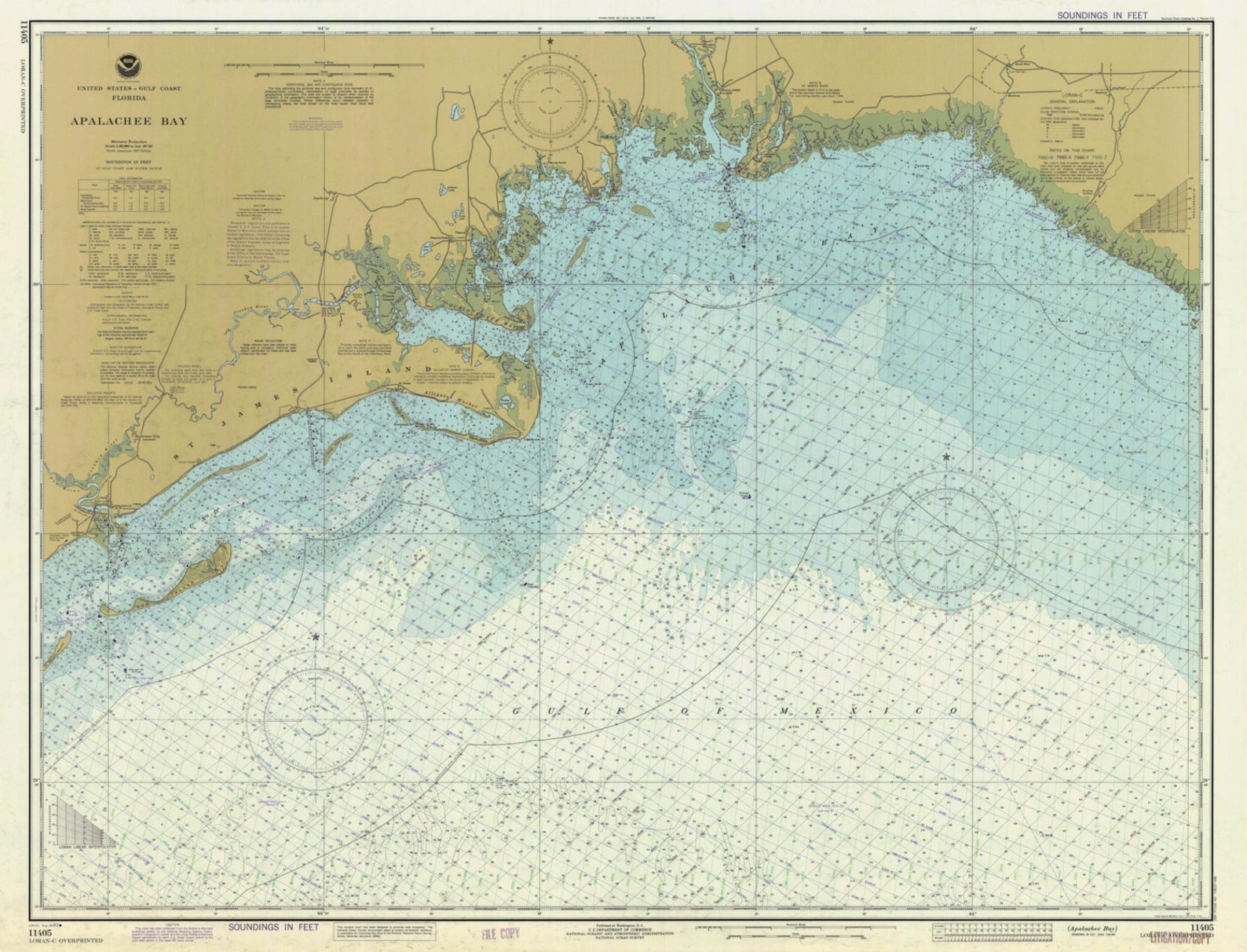 Apalachee Bay Map 1982 Nautical Chart Print