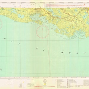 Gulf of Mexico - New Orleans & Mississippi Delta - 1935 - Nautical Chart Print