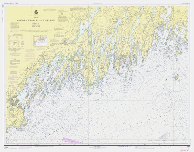 Monhegan Island to Cape Elizabeth Map 1979 Etsy