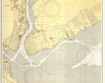 Raritan Bay - zuidelijk deel van Arthur Kill Map 1939 - nautische kaart afdrukken