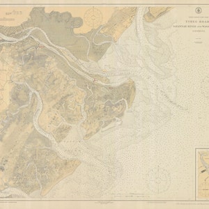 Tybee Island Karte - Savanne Karte 1925 - Seekarte Druck
