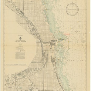 Carte du port de Chicago, 1933 - Impression de carte marine