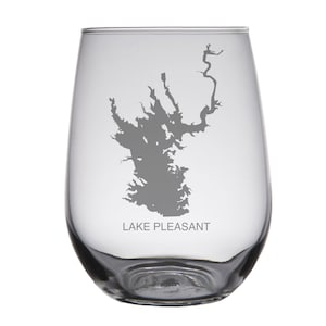Lake Pleasant (AZ) Map Engraved Glasses