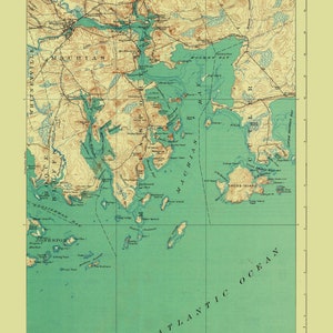 Carte de Machias (Maine) 1918 - Impression de carte marine