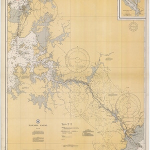 Panamakanal Karte 1934 - Seekarte Druck