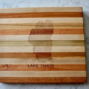 Lake Tahoe Karte Graviertes Holz Servierbrett & Bar Brett