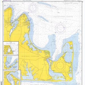 Martha's Vineyard Map - East End 1974 - Seekarte Druck