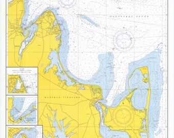 Martha's Vineyard Map - East End 1974 - Nautical Chart Print