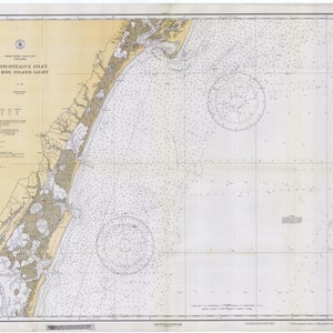 Chincoteague Inlet to Hog Island Mapa 1933 - Impresión de carta náutica