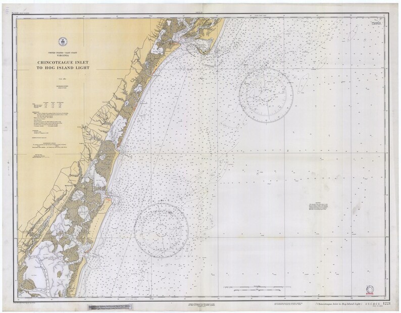 Hog Inlet Chincoteague Inlet to Hog Island Map 1933 - Nautical Chart Print - Etsy