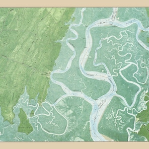Mapa de nível de carvalho - Belle Island - 1979 - Impressão de carta náutica