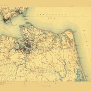 Carte de Norfolk (VA) - 1907 - Impression de carte marine