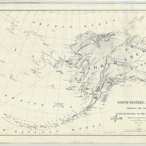 Alaska State Map 1867 - Nautical Chart Print