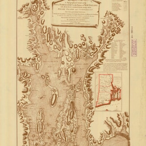 Mapa de plantaciones de Rhode Island y Providence 1795 - Impresión de cartas náuticas