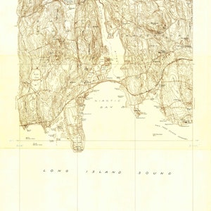 Mapa Topográfico Niantic (CT) 1934 - Impressão de Carta Náutica