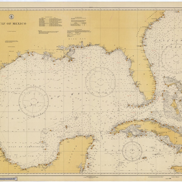 Gulf of Mexico Chart Etsy