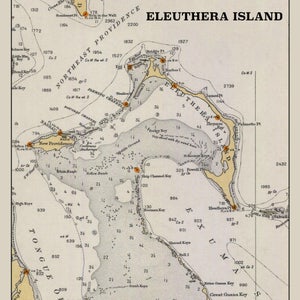 Eleuthera Island: Mapa - Bahamas - 1933 (retrato) - Nautical Chart Print