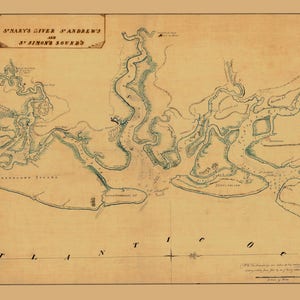 Cumberland, Jekyll und St. Simons Islands Karte 1760 - Seekarte Print