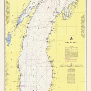 Mapa histórico del lago Michigan 1963 - Impresión de carta náutica