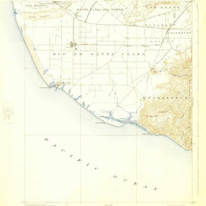 Hueneme California Topographic Map 1904 - Nautical Chart Print