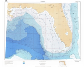 Mappa del Golfo del Messico 1986 - Stampa Carta Nautica