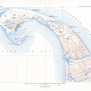 Cape Cod Karte 1908 (Äußeres Cape) - Seekarte Druck