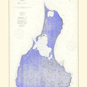 Mapa de Block Island - 1914 (violeta) - Impresión de carta náutica