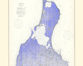 Block Island Map - 1914 (Violet) - Nautical Chart Print