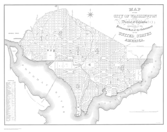 Washington DC Map - Nautical Chart Print