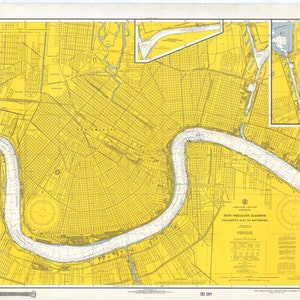 Mapa del puerto de Nueva Orleans - Carta histórica de Luisiana 1966 - Impresión de la carta náutica