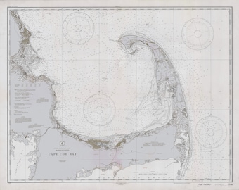 Cape Cod Bay Map 1906 Nautical Chart Print | Etsy