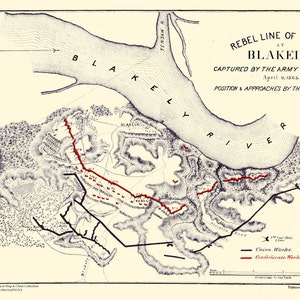 Blakely River - Civil War Map 1865 - Nautical Chart Print