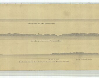 Afdruk zeekaart Santa Catalina Island: vintage kaart 1886