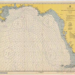 Mapa de Key West hasta el río Mississippi 1951 - Impresión de cartas náuticas