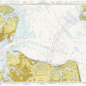 Mappa di Chesapeake Bay - Cape Charles a Norfolk Harbor 1977 - Stampa carta nautica