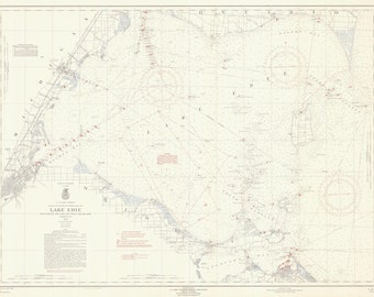 Kaart Lake Erie - historische kaart West End en eilanden 1959 - nautische kaart afdrukken